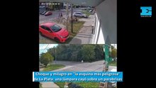 Choque y milagro en "la esquina más peligrosa" de La Plata: una lámpara cayó sobre un parabrisas