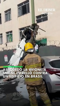 Así quedó la avioneta que se estrelló contra un edificio en Brasil