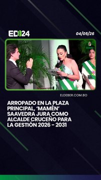 Arropado en la plaza principal, ‘Mamén’ Saavedra jura como alcalde cruceño para la gestión 2026 - 2031