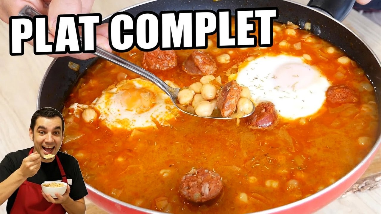 Pois chiches mijotés au chorizo et œuf : un plat maison et complet
