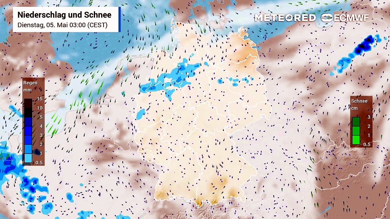 Schauer und Gewitter ziehen heran: Regional bildet sich eine Regenzone aus