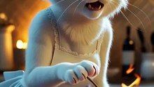 Panic in the Kitchen 😻🔥  Elegant Cat’s Shocking Firelight Moment