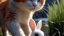 When Courage Meets Kindness 😻🐰❤️  Cat Saves Bunny