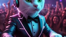 Neon Lights, Laser Beats 😻🎧💥  One Legendary Cat DJ