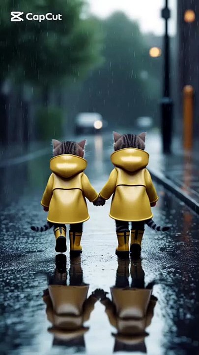 A Rainy Goodbye 😿🌧️  Kittens Holding Hands