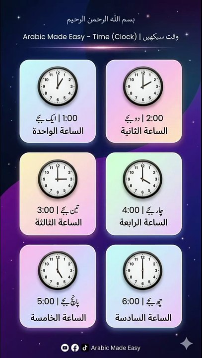 Arabic Made Easy – Time (Clock) | وقت سیکھیں
