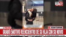 Grabó el emotivo encuentro de la hija con su novio... ¡pero se equivocó de nombre!