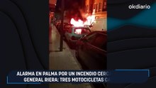 Alarma en Palma por un incendio cerca de la calle General Riera: tres motocicletas calcinadas