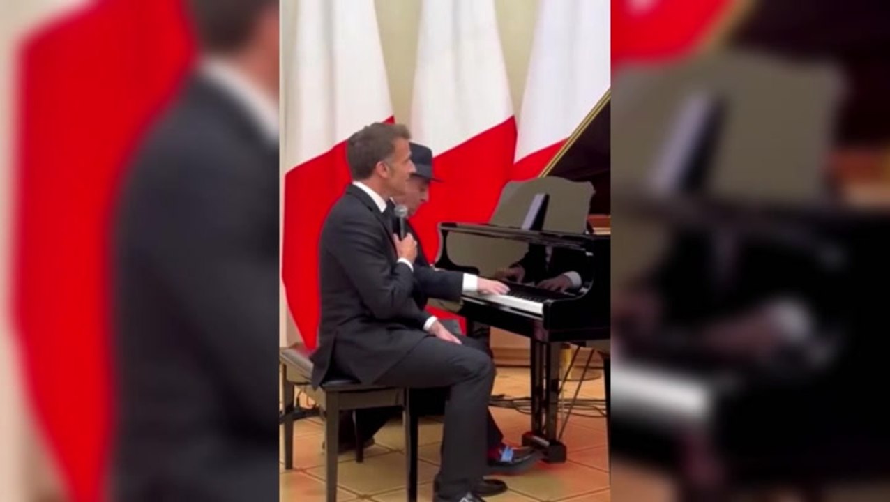 Emmanuel Macron sings at Armenia state dinner as Nikol Pashinyan joins on drums
