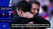 Simeone praises 'incredible work' of Arteta as Arsenal make Champions League final