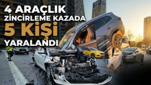 Zincirleme Kaza : 4 Araç Birbirine Girdi, 5 Yaralı