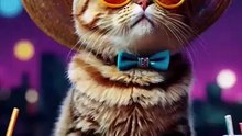 Stylish 3D Cartoon Cat 😻🎩😎🍹  Serving Looks in 4K