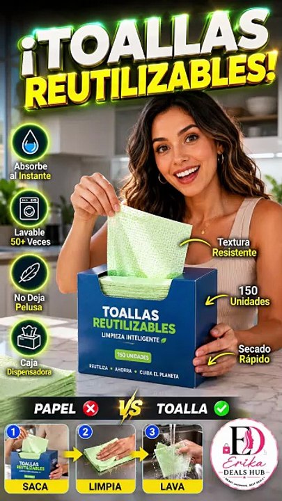 Toallas de Limpieza Reutilizables en Caja | Absorbentes y Lavables | Multiusos para Hogar