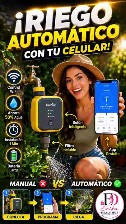 Programador de Riego Inteligente WiFi | Controla el Agua desde tu Celular | Jardín Automático