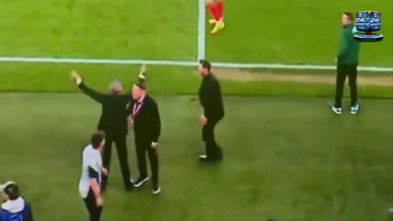 Fiery Diego Simeone PUSHES Arsenal's Sporting Director Andrea Berta in a Touchline Spat