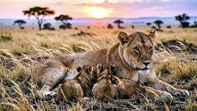 Lioness Feeding Cubs