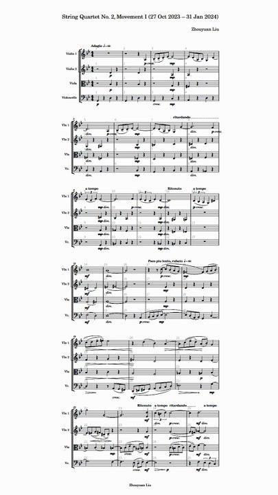 String Quartet No. 2, Movement I (27 Oct 2023 – 31 Jan 2024) (Full Score, Portrait)