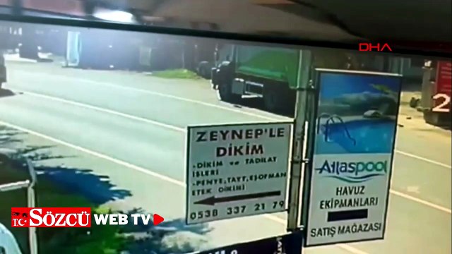 Çöp kamyonunun çarptığı yaya öldü; kaza kamerada