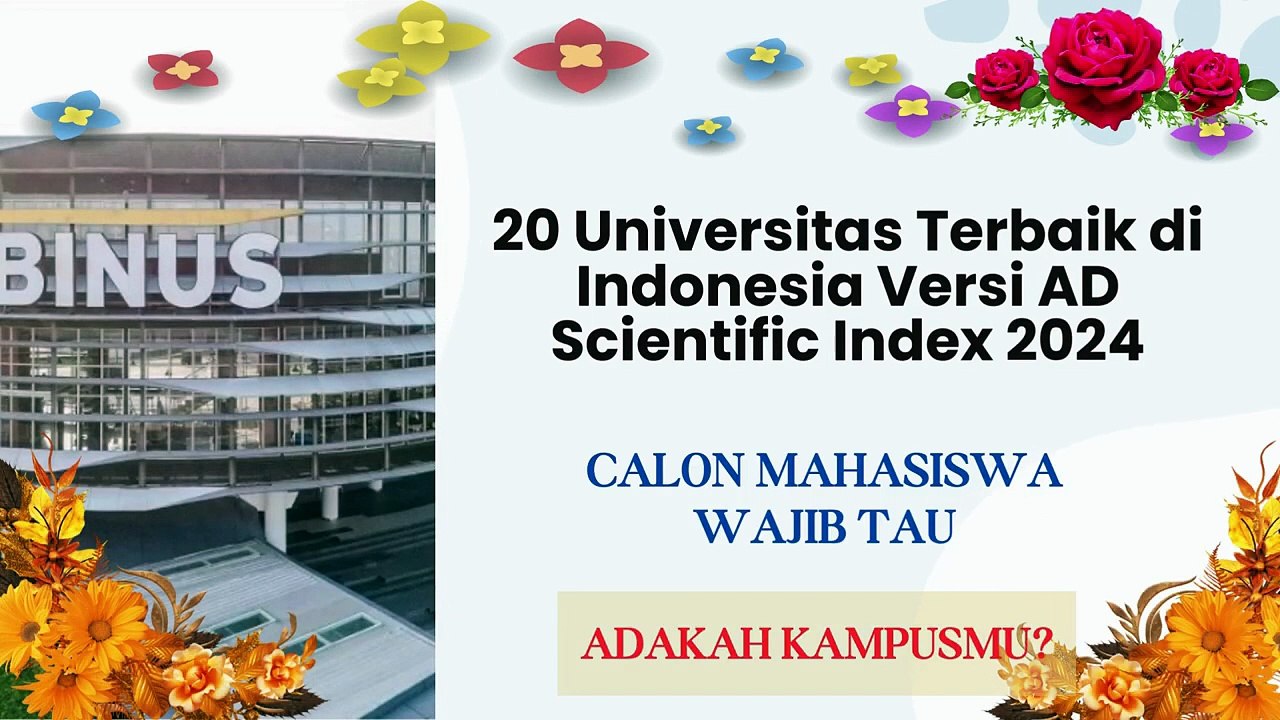20 Universitas Terbaik di Indonesia Versi AD Scientific Index UGM, UTI, dan Undip Teratas