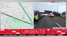 Caos en Panamericana: un camión chocó un puente, volcó el container y generó kilómetros de demora