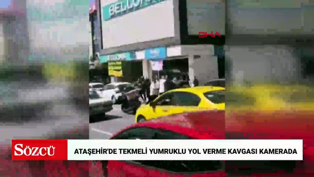 Ataşehir'de tekmeli yumruklu yol verme kavgası kamerada