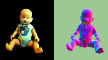 Modelo 3D de muñeco bebé hecho con IA girando