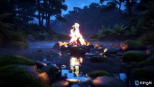 Feu de Camp au Bord du Ruisseau — Ambiance Relaxante Nocturne