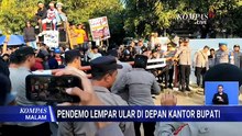 Demo di Indramayu Ricuh, Saling Dorong Massa dan Aparat hingga Lempar Ular di Depan Kantor Bupati