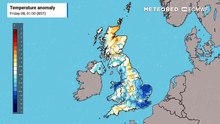 North-south split in the temperatures over the next 48h as northerly breeze brings cold temperatures to Scotland and Northern Ireland