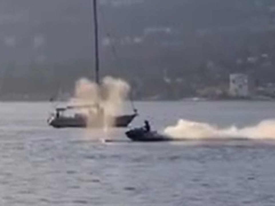 Jetskifahrer stößt mit wal zusammen