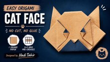 Easy Origami Cat Face 🐱 | No Cut, No Glue 簡単かわいい！折り紙キャットフェイス
