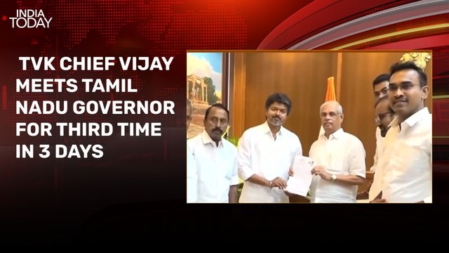 Vijay meets Governor, stakes claim to form government after securing majority