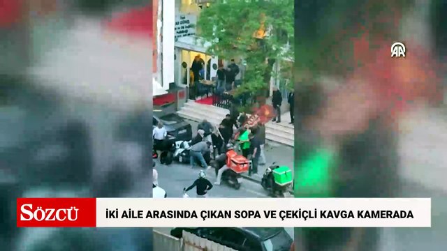 Çekmeköy'de iki aile arasında çıkan sopa ve çekiçli kavga kamerada