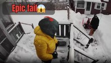Winter Struggle Intensifies As Woman Fights Through Snow And Slippery Footing