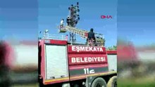 Tamir etmek için çıktığı elektrik direğinde akıma kapılıp mahsur kaldı