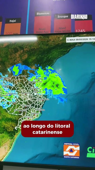 Defesa Civil alerta para chuva intensa e rajadas de vento