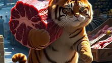 Chubby Cat’s Big Meat Adventure 😻🛒🍖  Bustling Bazaar Fun