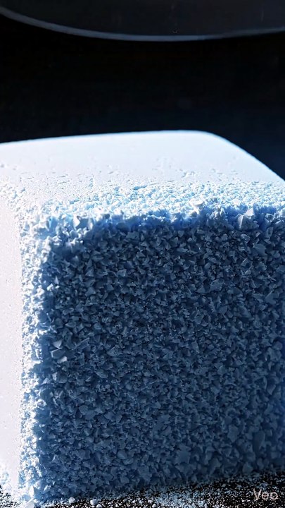 Arctic Texture: Precision Snow Foam Cube Slicing