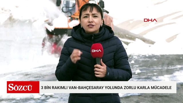 3 bin rakımlı Van-Bahçesaray yolunda zorlu karla mücadele