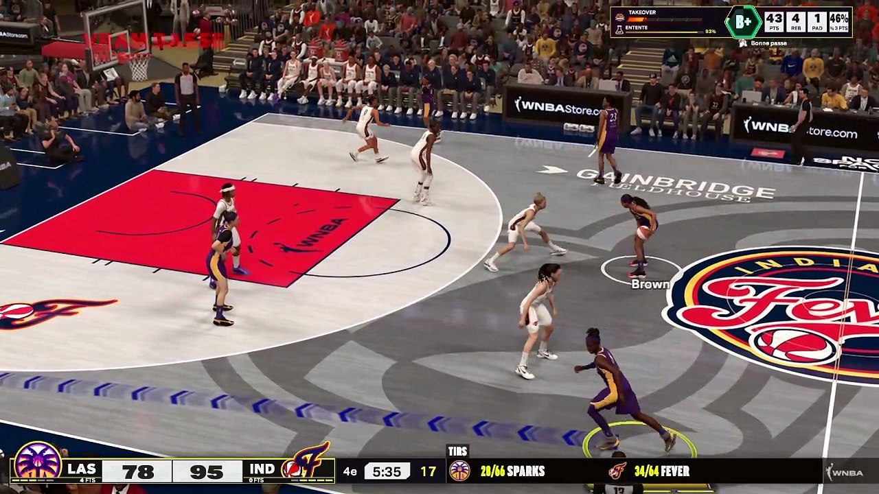 NBA 2K25 Ma carrière wnba vs indiana fever  lee jfox vs catlin clark