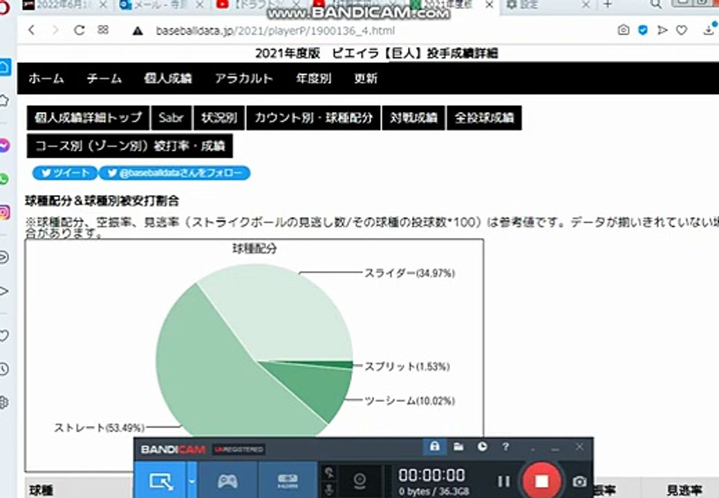bcam 2021年2020年チアゴビエイラ球種