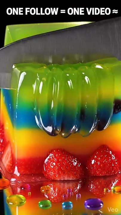 Rainbow Jelly Cube Slicing – Mesmerizing Colorful Layers