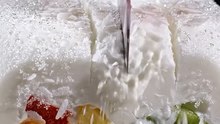 Frozen Coconut Cream Block Cutting – Satisfying Crisp Slicing