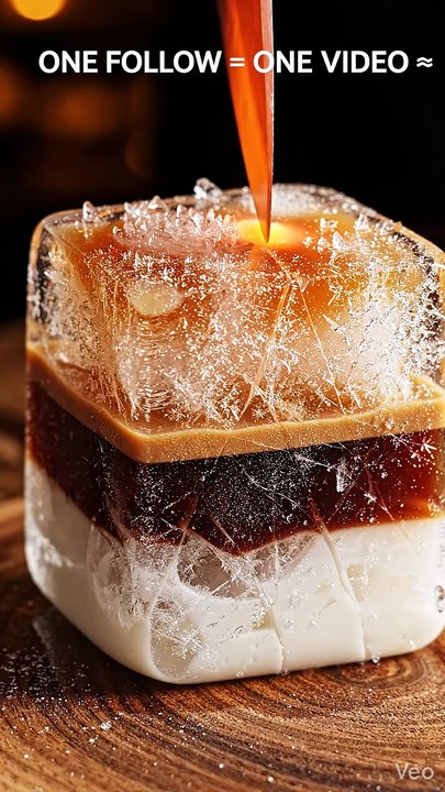 Luminous Giant Coffee Ice Cube – Artistic Light & Frozen Detail