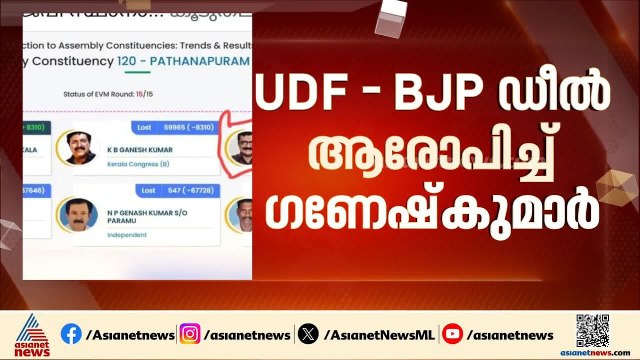 പത്തനാപുരത്തെ തോൽവി; UDF - BJP ഡീൽ ആരോപിച്ച് കെ.ബി.ഗണേഷ്‌കുമാർ | KB Ganesh Kumar