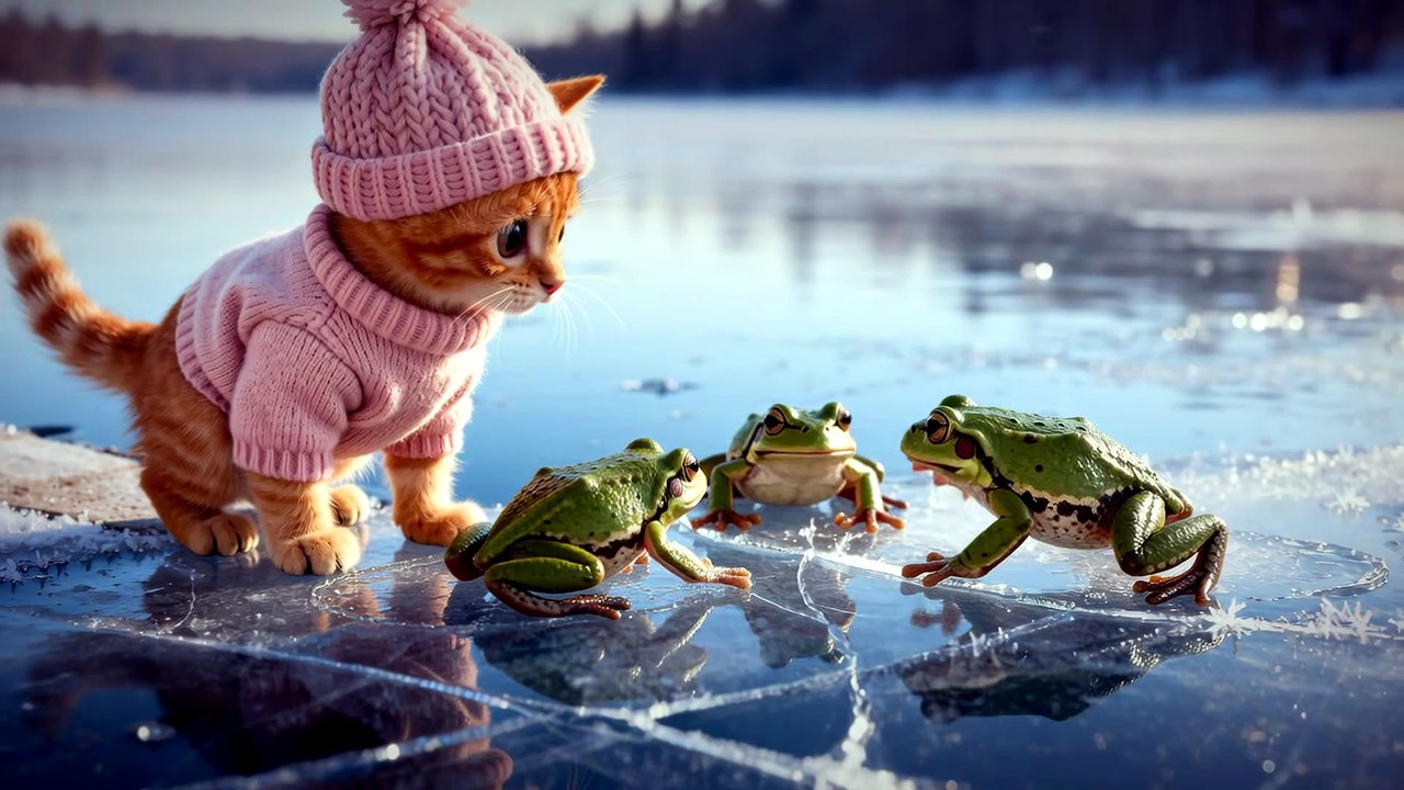 Gingy Saves the Little Frogs 🐱🐸❄️ | A Heartwarming Winter Rescue Story ❤️