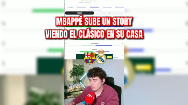 Mbappé comparte en sus redes sociales una imagen viendo El Clásico en su casa