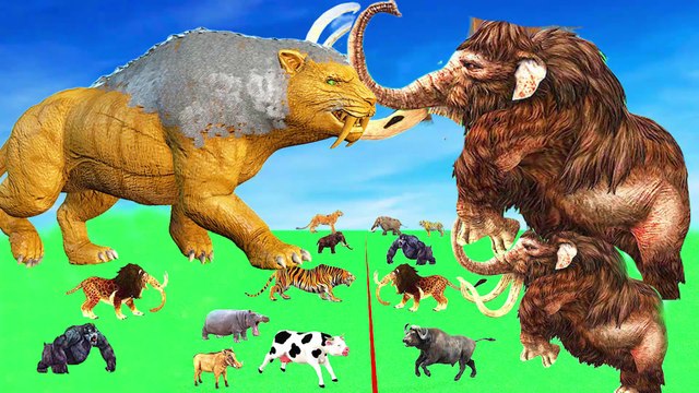 Animal Epic Battle Mammoth Elephant Cow vs Wolf Tiger Bull vs Giant Animal Revolt Battle Simulator