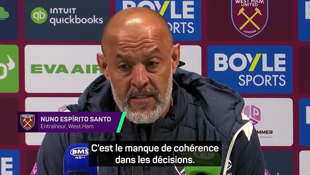 Nuno Espirito Santo agacé par l'arbitrage après la défaite des Hammers