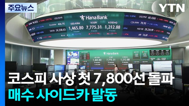 코스피 사상 첫 7,800선 돌파...매수 사이드카 발동 / YTN
